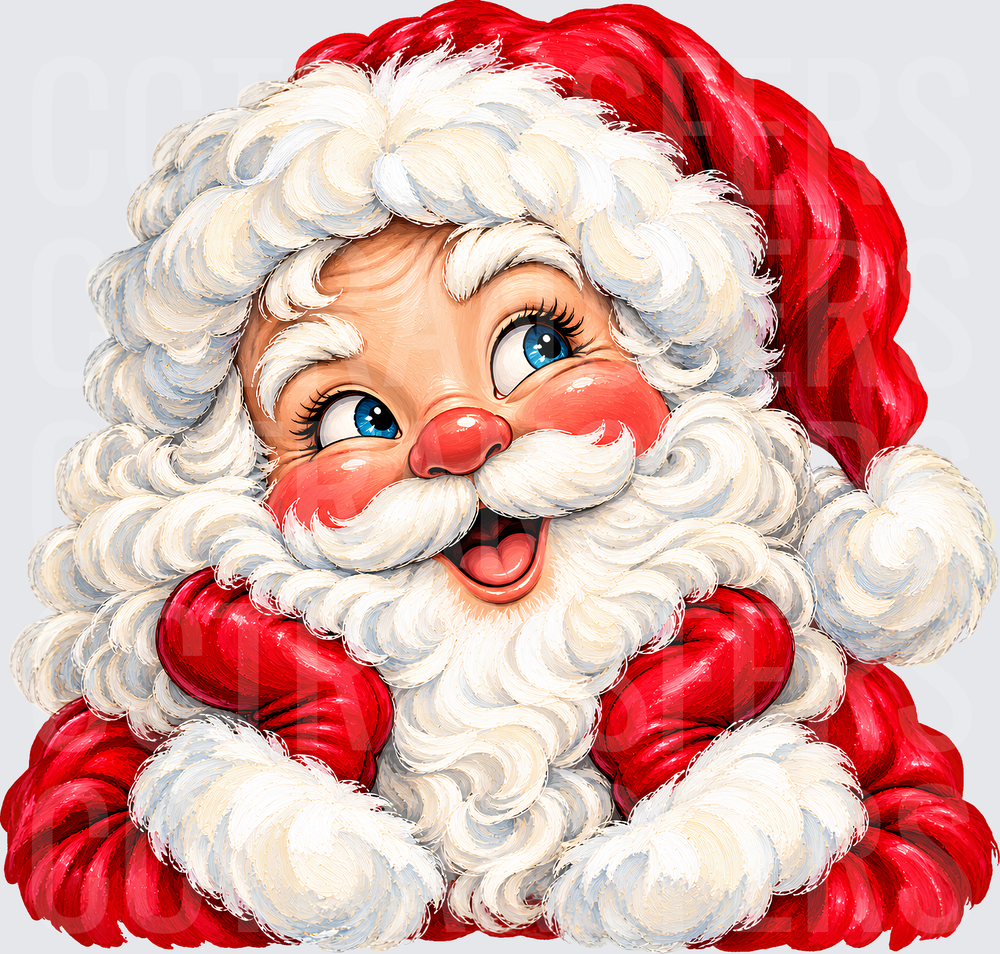 Jolly Rosy-Cheeked Holiday Man Curly White Beard (DTF)