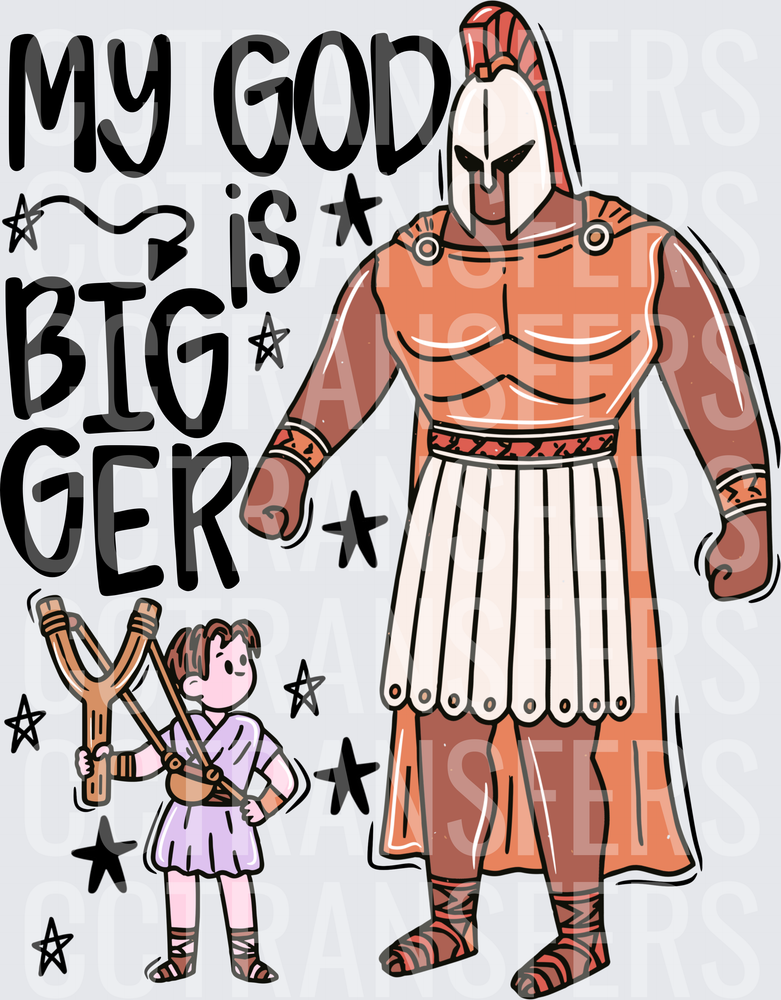 My God Is Bigger Boy With Slingshot Vs Giant Warrior (DTF)