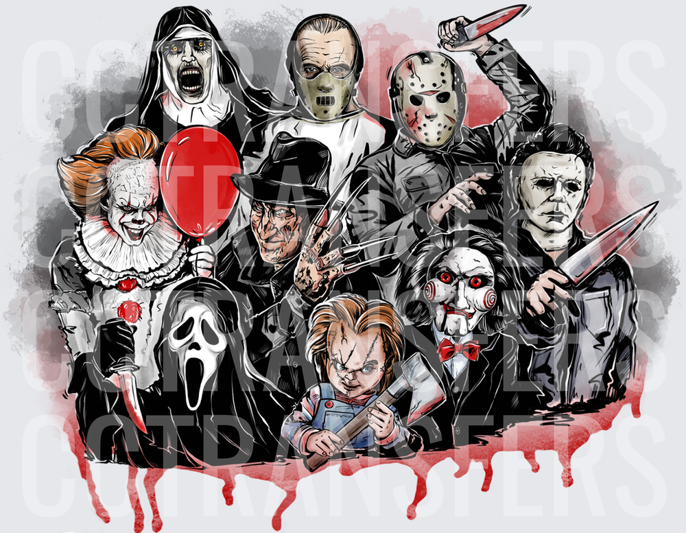 Classic Horror Movie Villains Bloody Mashup (DTF)