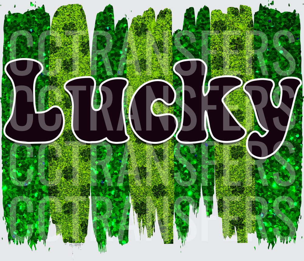 Lucky Green Glitter Brush Stroke Saint Patrick's Day (DTF)