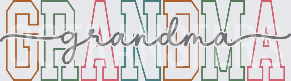 Grandma Varsity Outline Script Layered Letters (DTF)