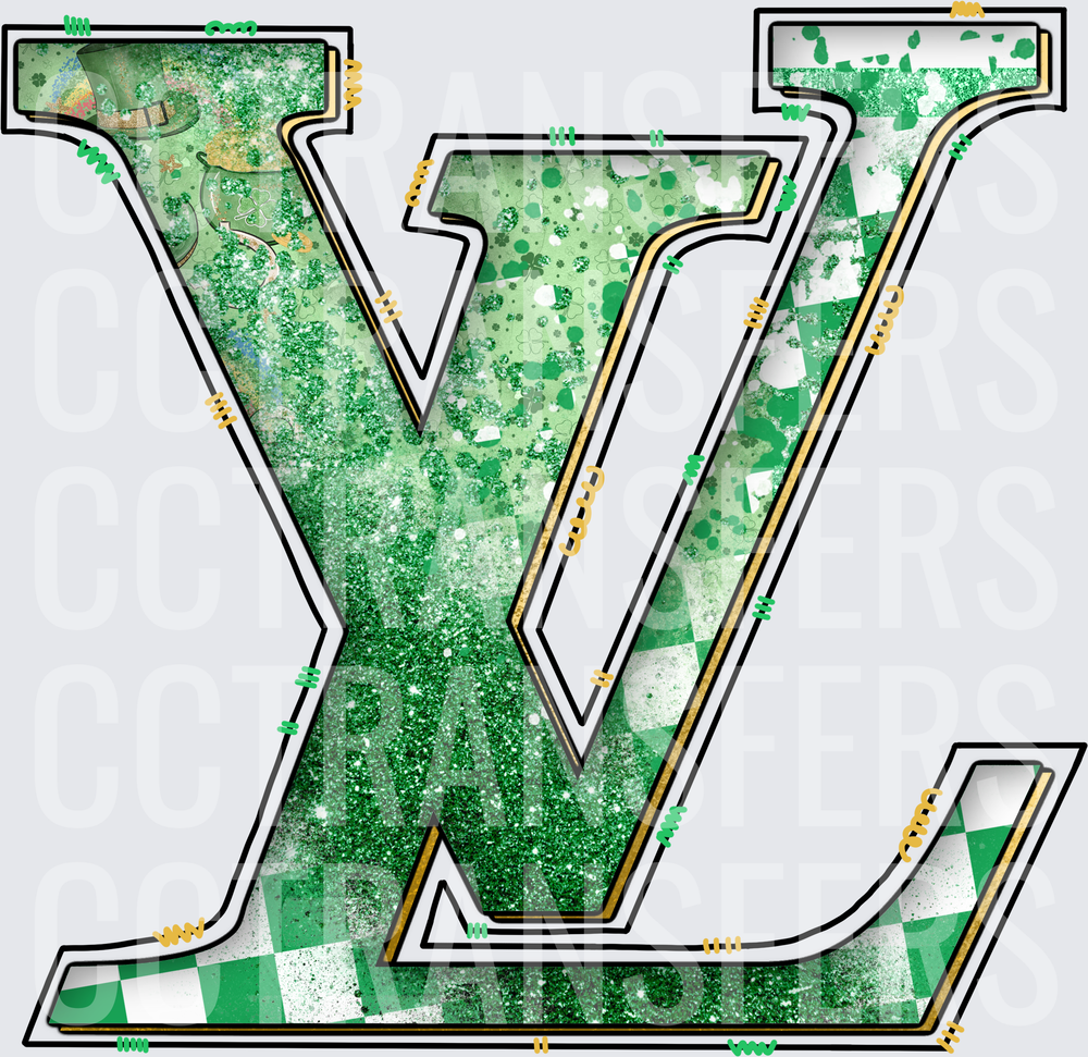 St. Patrick's Day Luxury Logo Green Glitter Shamrock (DTF)