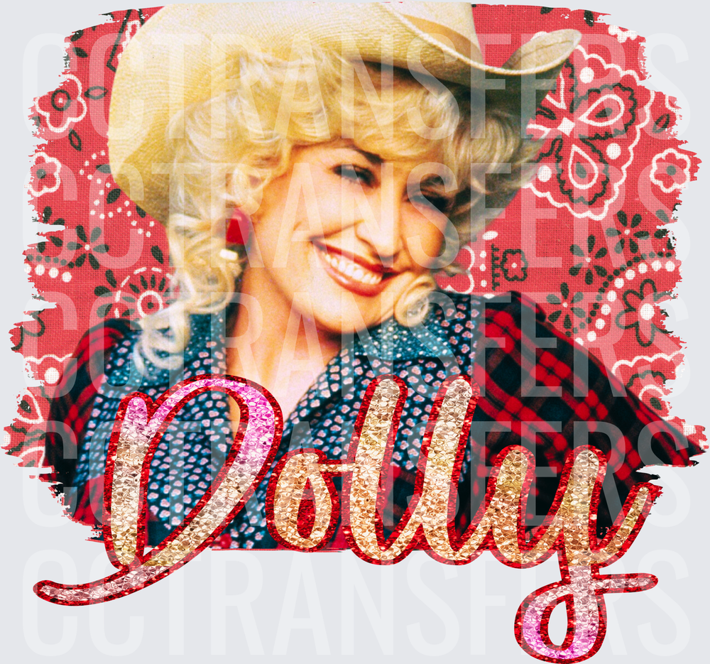 Dolly Blonde Country Queen Red Bandana Script (DTF)