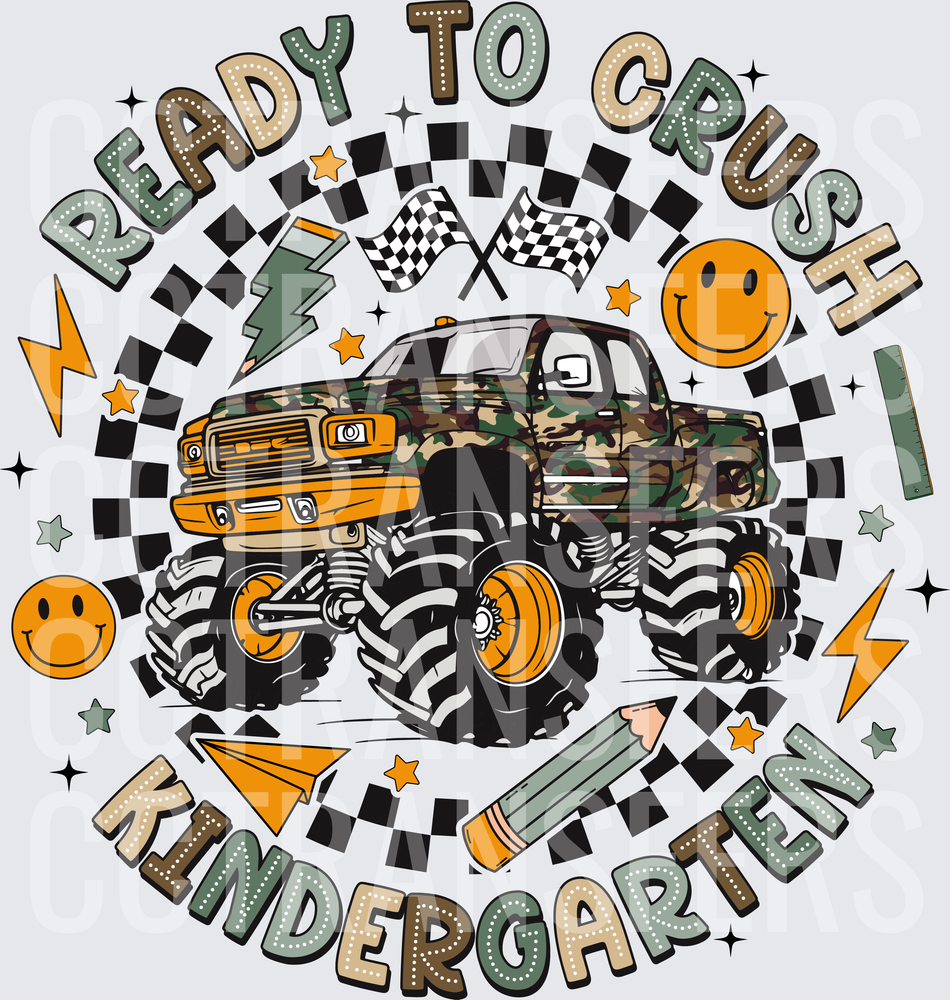 Ready To Crush Kindergarten Camo Monster Truck (DTF)