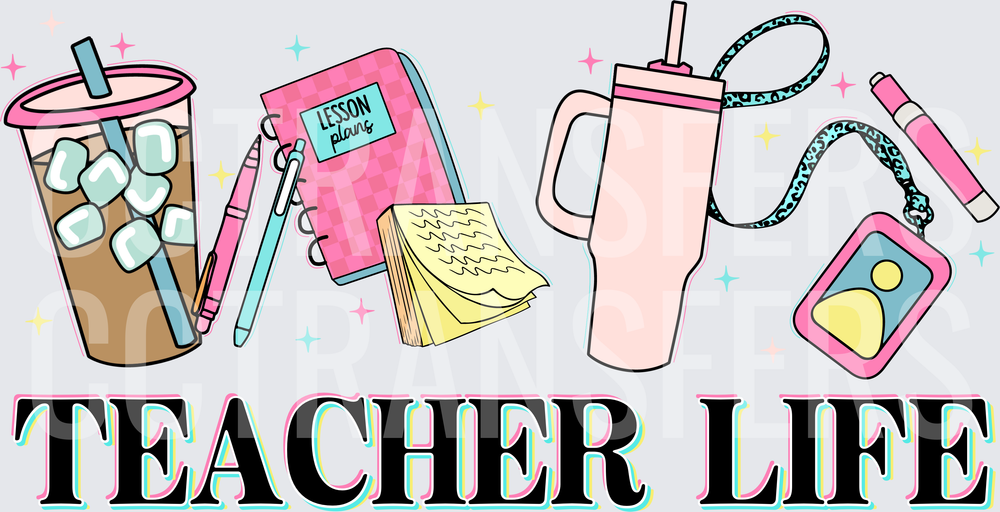 Teacher Life Iced Coffee Lesson Planner Tumbler Badge (DTF)