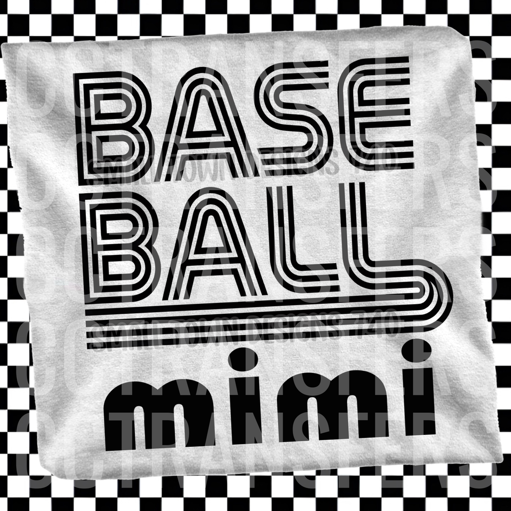 Baseball Mimi Retro Bold Stacked Letter Design (DTF)