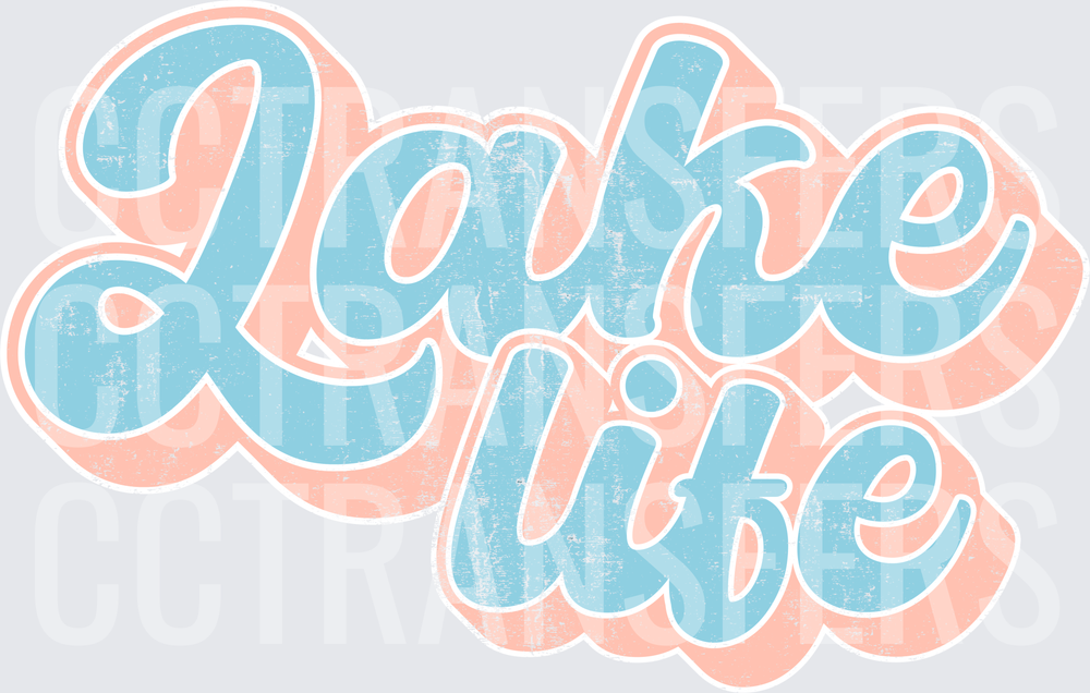 Lake Life Retro Script Distressed Pastel Design (DTF)