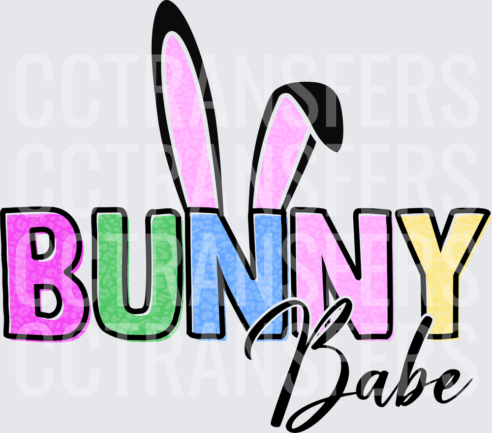 Bunny Babe Easter Ears Colorful Bold Lettering (DTF)