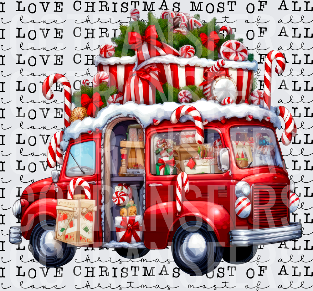 I Love Christmas Most of All Red Candy Truck (DTF)