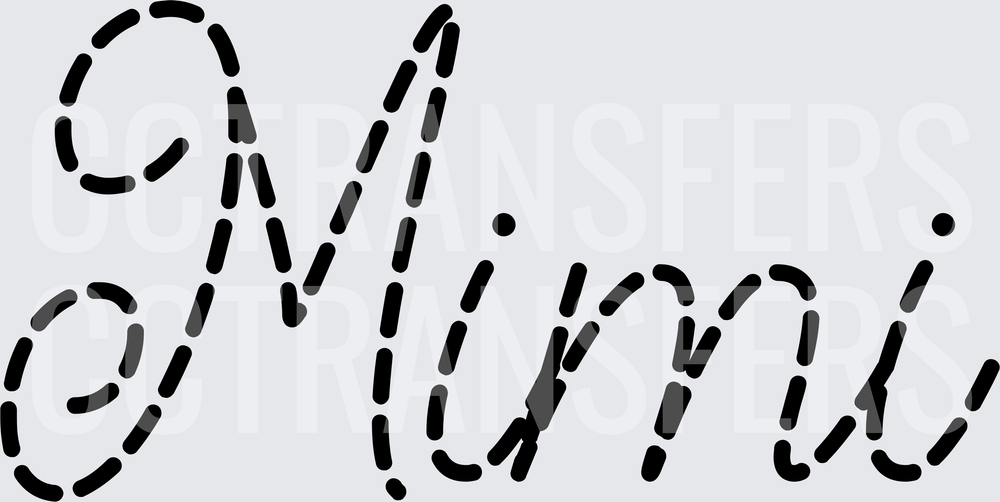 Mimi Dashed Cursive Script Lettering (DTF)