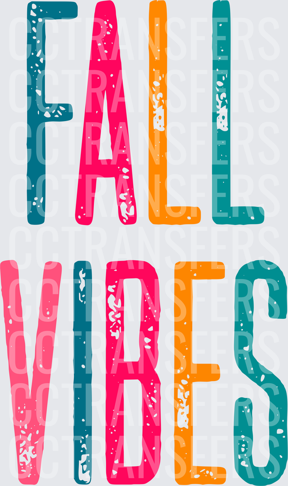 Fall Vibes Bold Colorful Distressed Text (DTF)