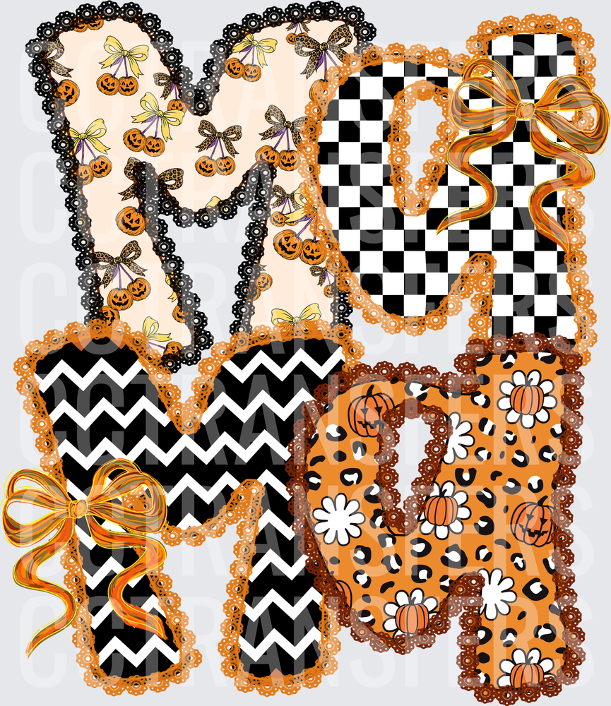 Halloween MOM Patchwork Lace Letter Design (DTF)
