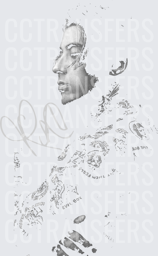 Grayscale Male Profile Portrait With Tattoos Signature (DTF)
