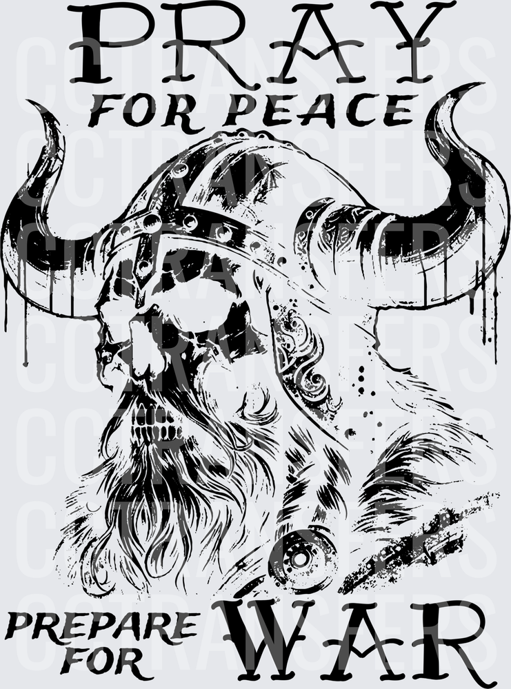 Pray For Peace Prepare For War Viking Skull Helmet black (DTF)