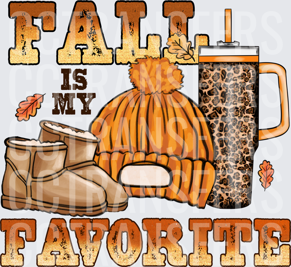 Fall Is My Favorite Cozy Boots Beanie Tumbler Leaves (DTF)