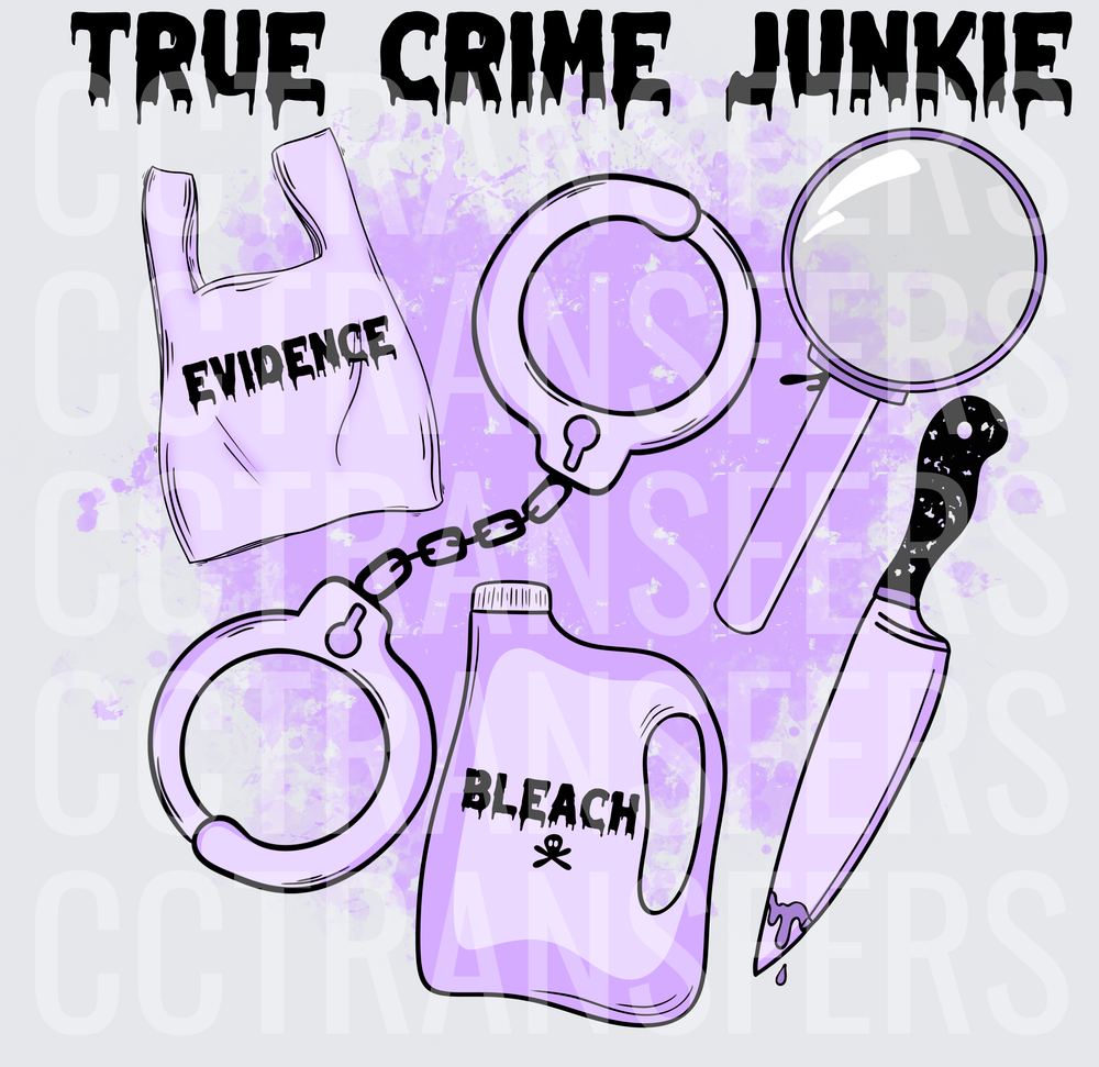 True Crime Junkie Evidence Bleach Handcuffs Knife (DTF)