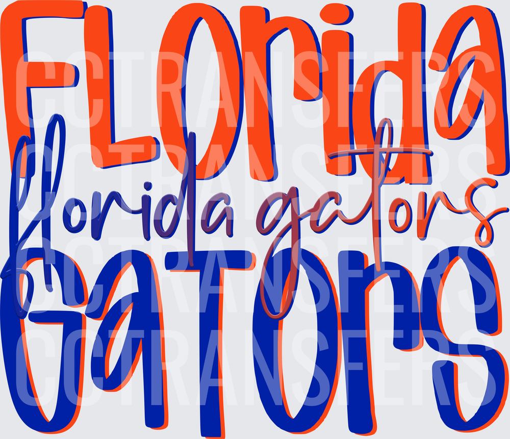 Florida Gators Stacked Bold Script Orange Blue (DTF)