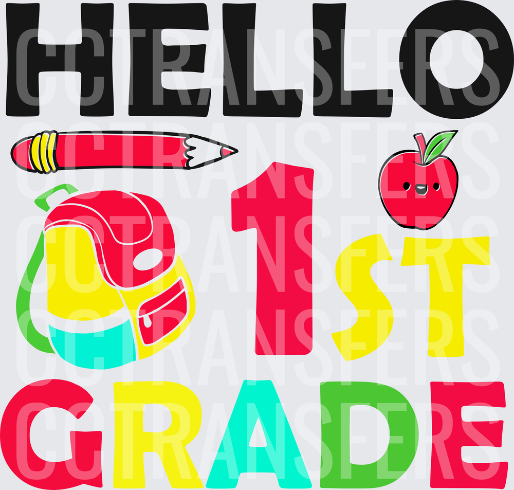 Hello 1st Grade Back to School Pencil Apple Backpack (DTF)