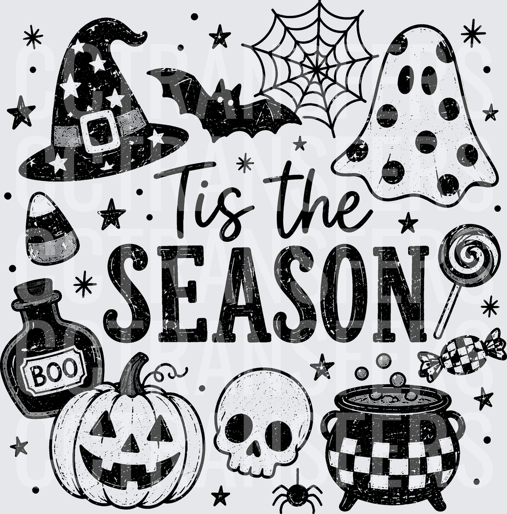 Tis The Season Halloween Icons Black & White (DTF)