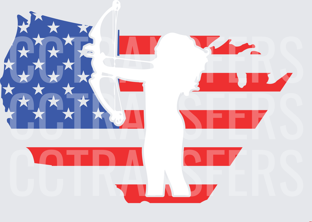 Georgia State Outline American Flag Patriotic (DTF)