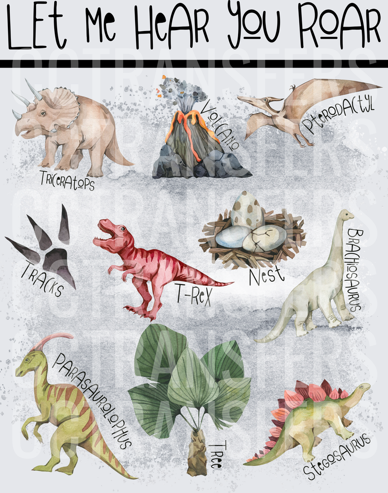 Let Me Hear You Roar Watercolor Dinosaur Collection (DTF)