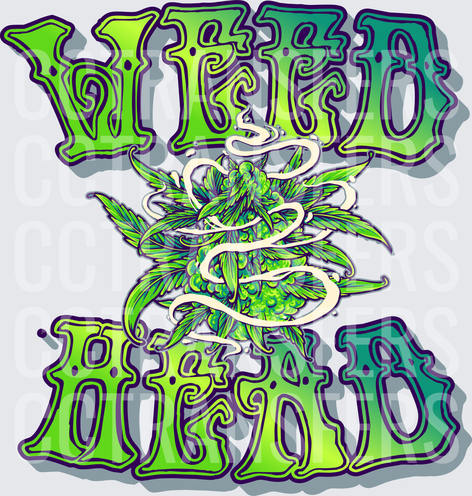 Weed Head Cannabis Bud Smoke Groovy Lettering (DTF)