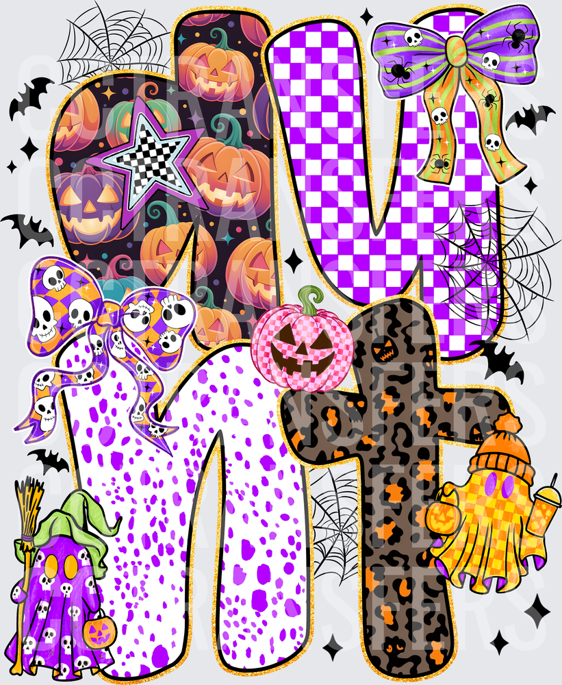 Halloween Aunt Spooky Pumpkins Leopard Bow Witch Ghost DTF