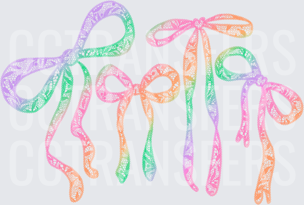 Rainbow Pastel Lace Ribbon Bow Cluster (DTF)