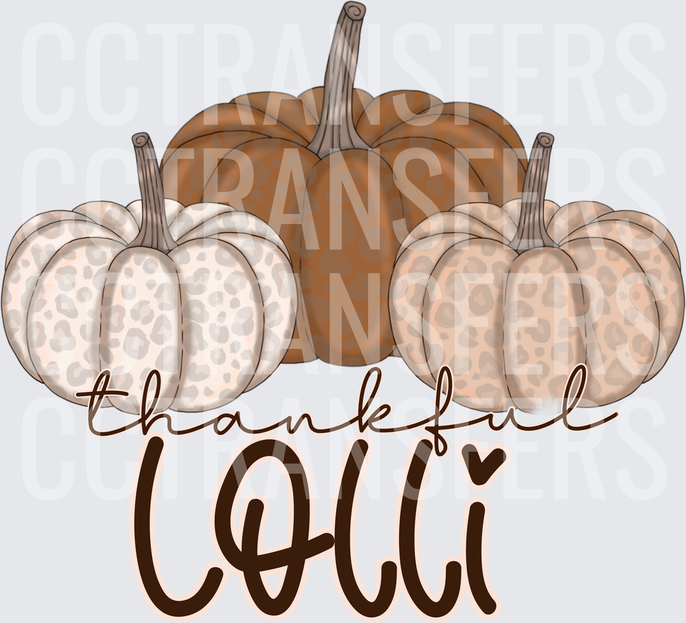 Thankful Lolli Leopard Print Pumpkins Fall (DTF)