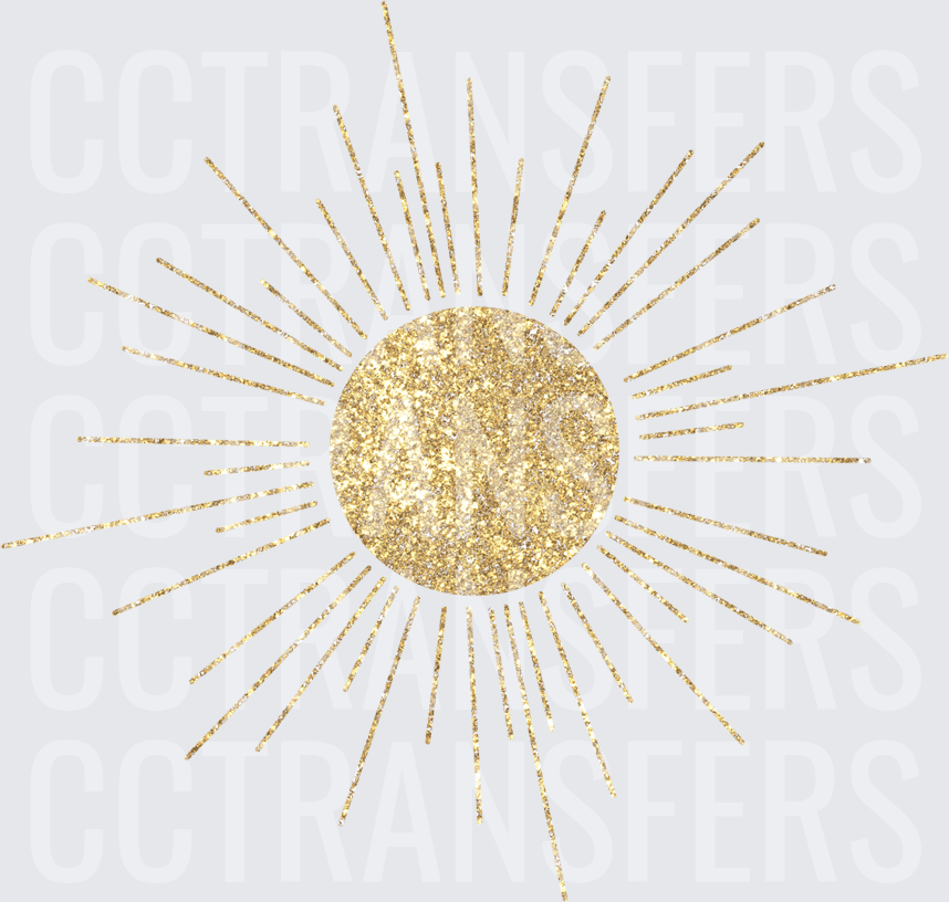 Glitter Gold Boho Sun with Radiating Rays (DTF)