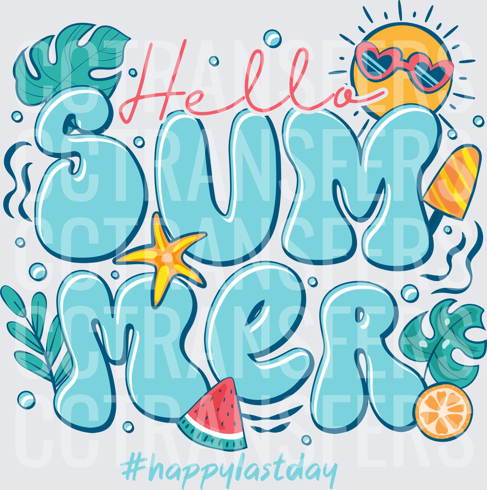Hello Summer #happylastday Tropical Beach Icons (DTF)