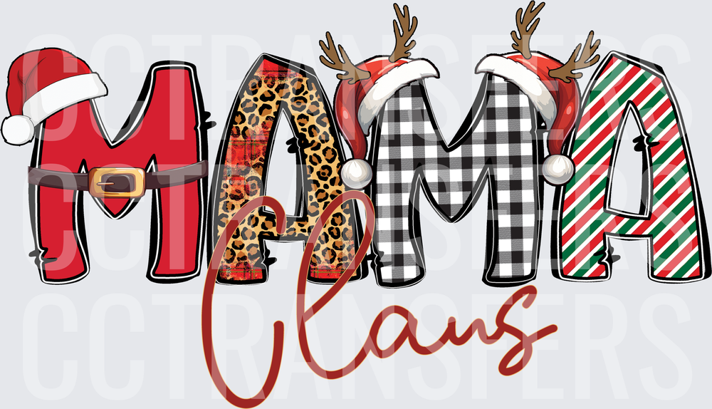 Mama Claus Mixed Pattern Holiday Letters (DTF)