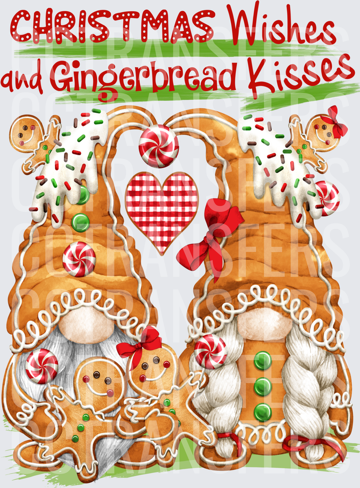 Christmas Wishes and Gingerbread Kisses Gnome Couple (DTF)