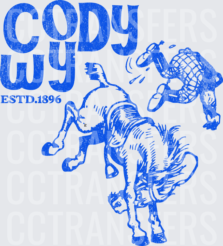 Cody WY Estd. 1896 Bucking Bull Rider Western (DTF)