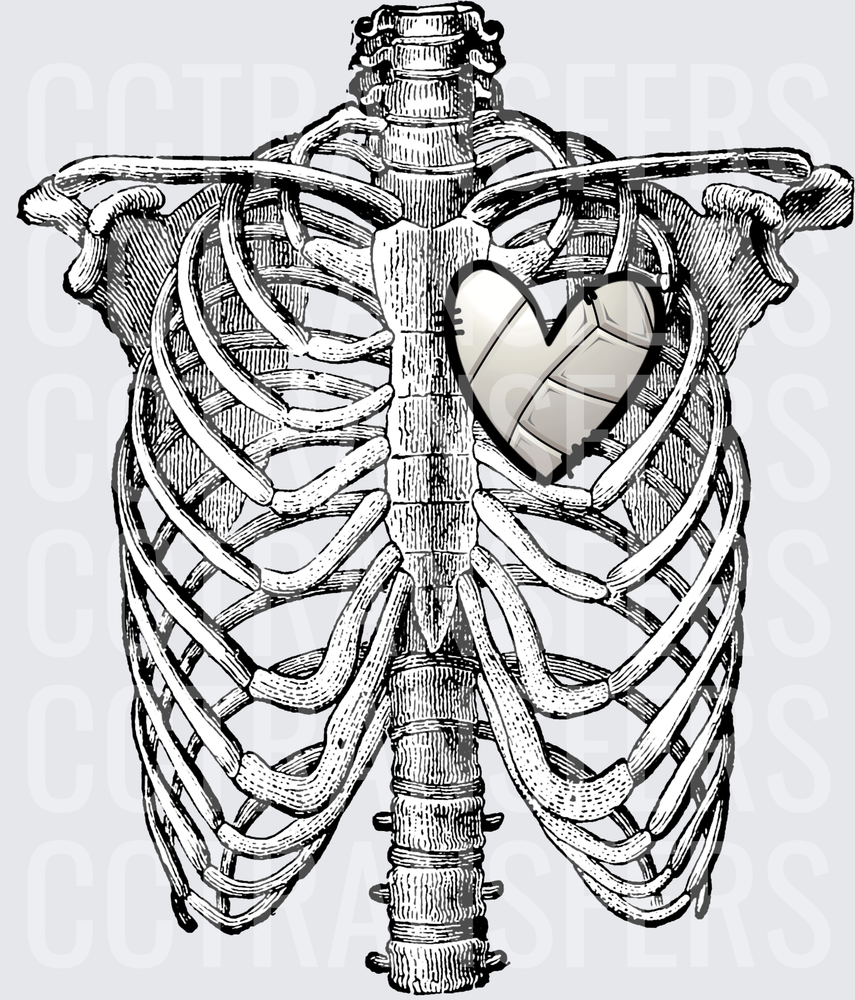 Skeleton Rib Cage Volleyball Heart Anatomy (DTF)