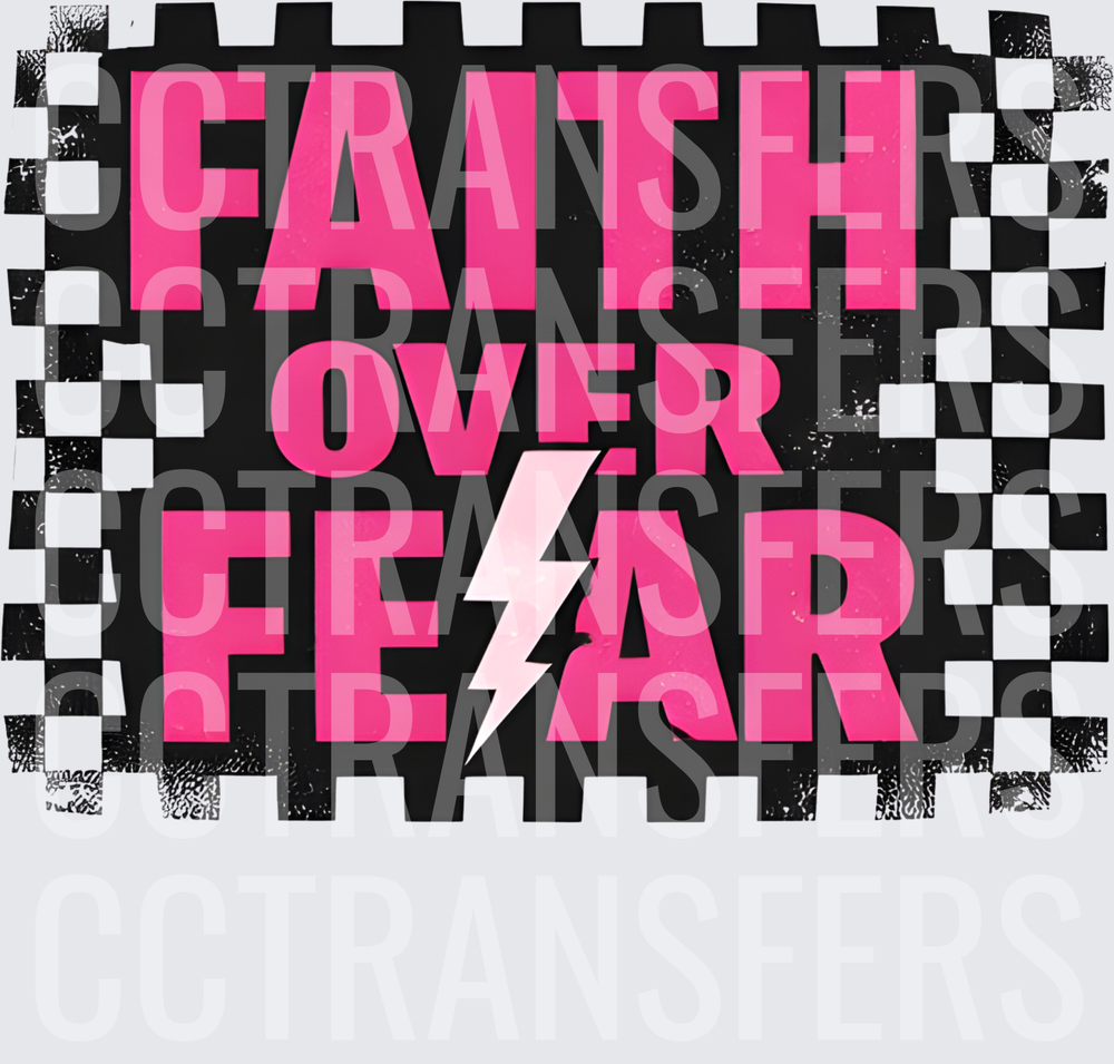 Faith Over Fear Lightning Bolt Checkered Design (DTF)