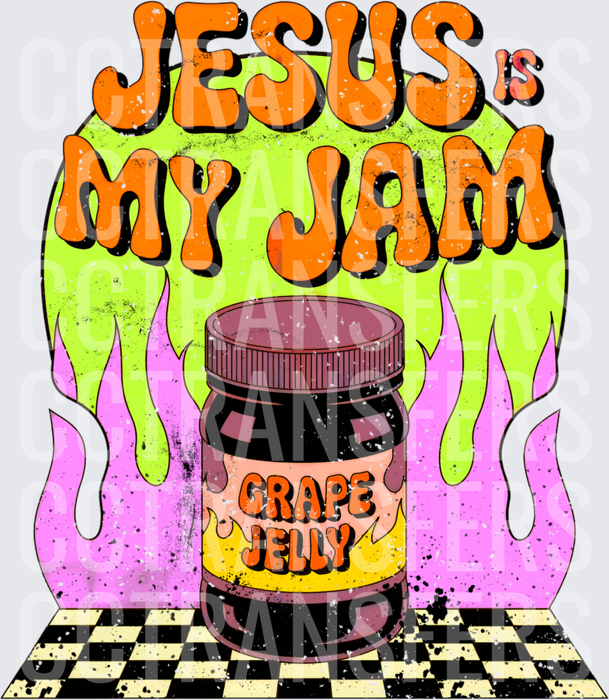 Jesus Is My Jam Grape Jelly Jar Retro Groovy (DTF)