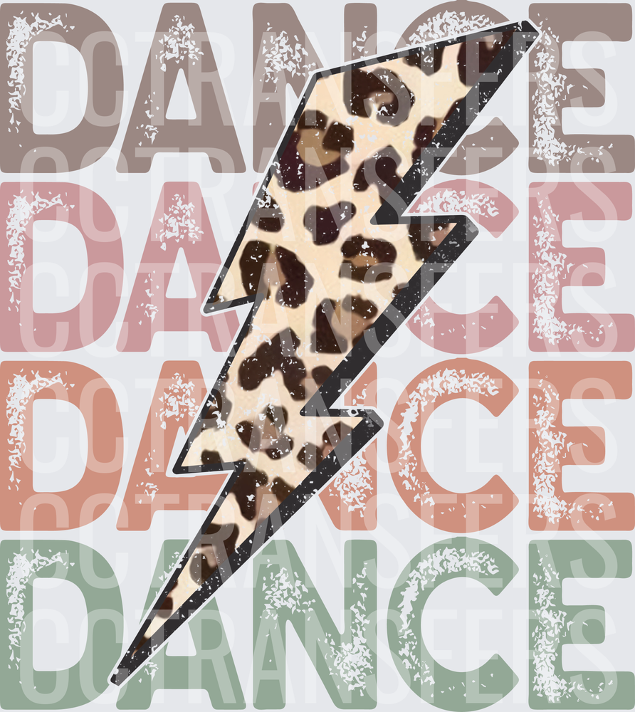 Dance Dance Dance Leopard Lightning Bolt Stacked (DTF)
