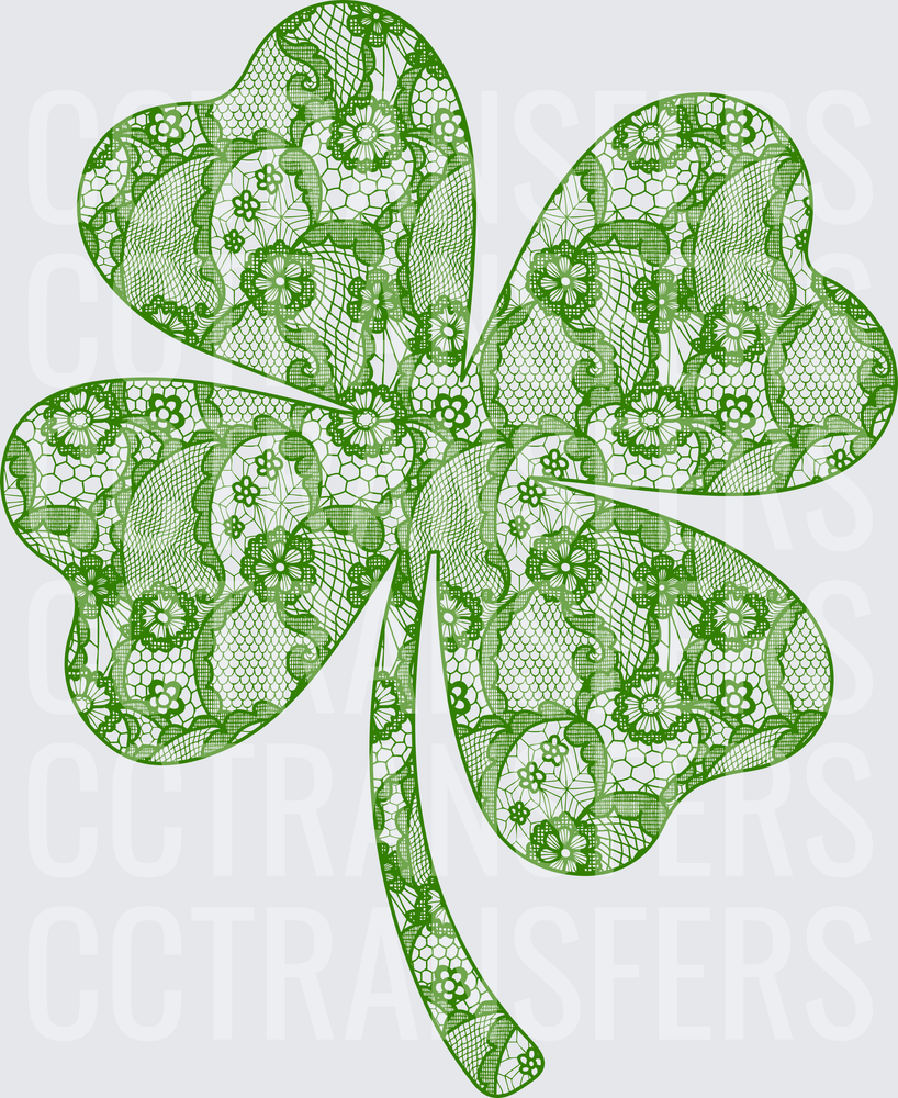 Green Lace Floral Four Leaf Clover (DTF)