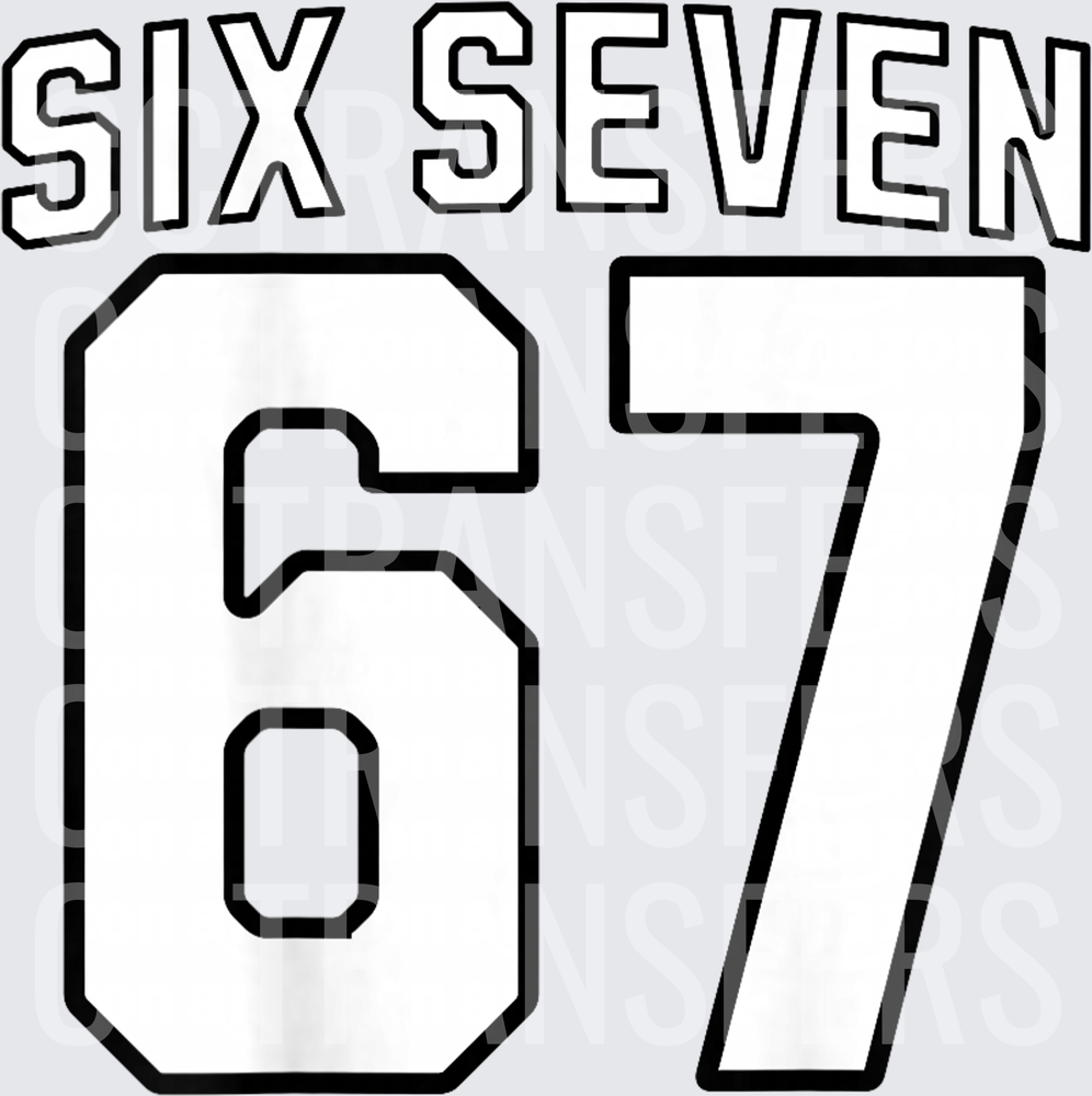 Six Seven 67 Bold Varsity Jersey Number Outline (DTF)