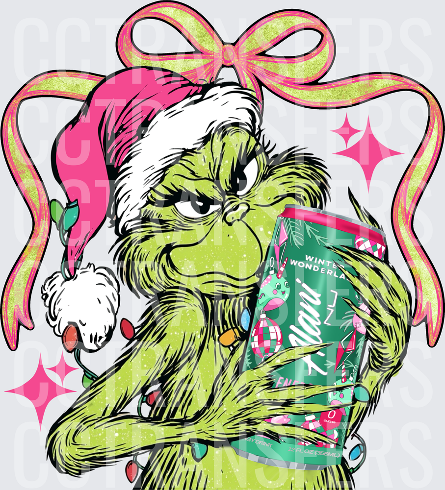 G-Man Santa Hat Holding Winter Wonderland Energy Drink (DTF)