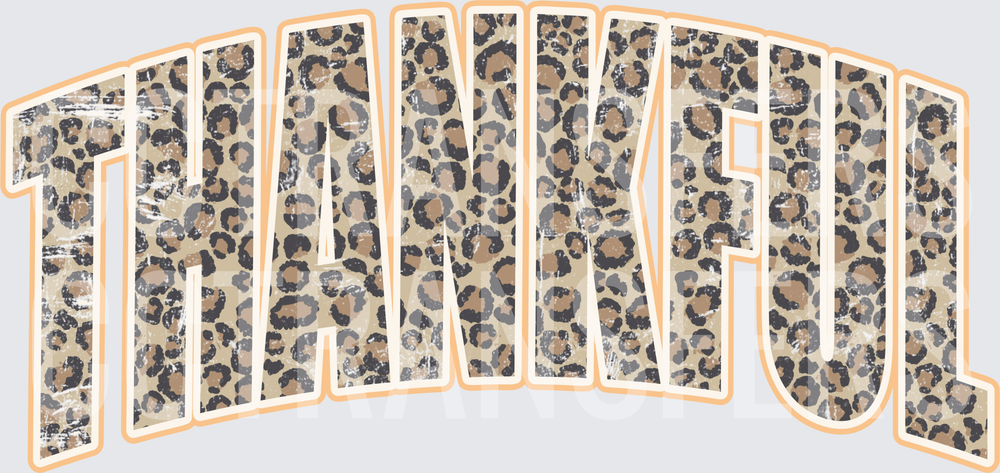 Thankful Arched Leopard Print Distressed Letters (DTF)