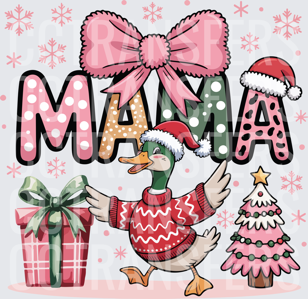 Mama Duck Santa Sweater Christmas Pink Coquette (DTF)