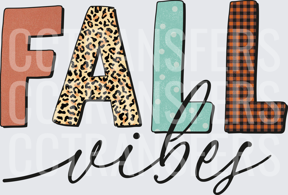 Fall Vibes Mixed Pattern Bold Letter Design (DTF)