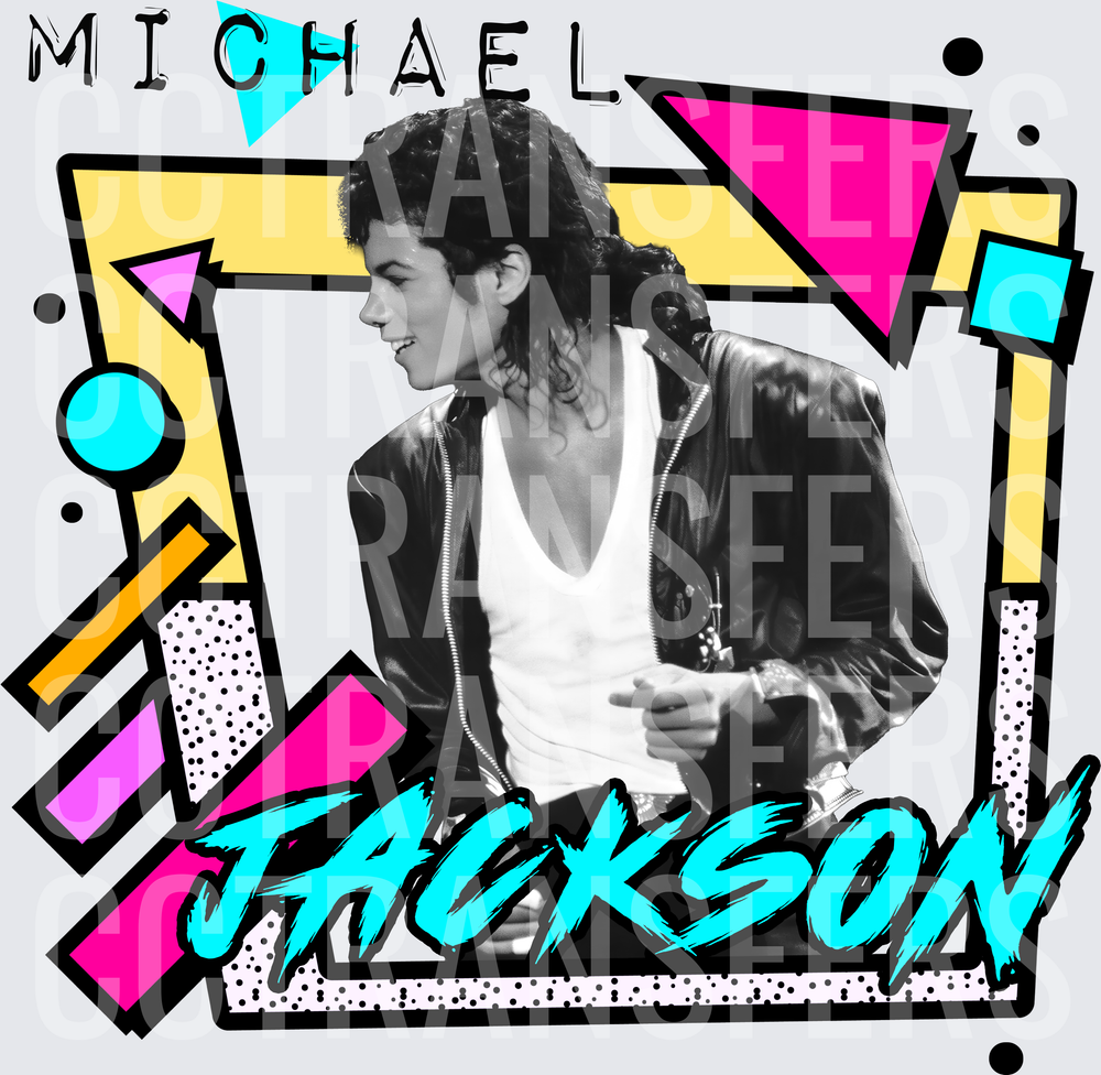 Michael Jackson 80s Retro Pop Art Geometric Design (DTF)