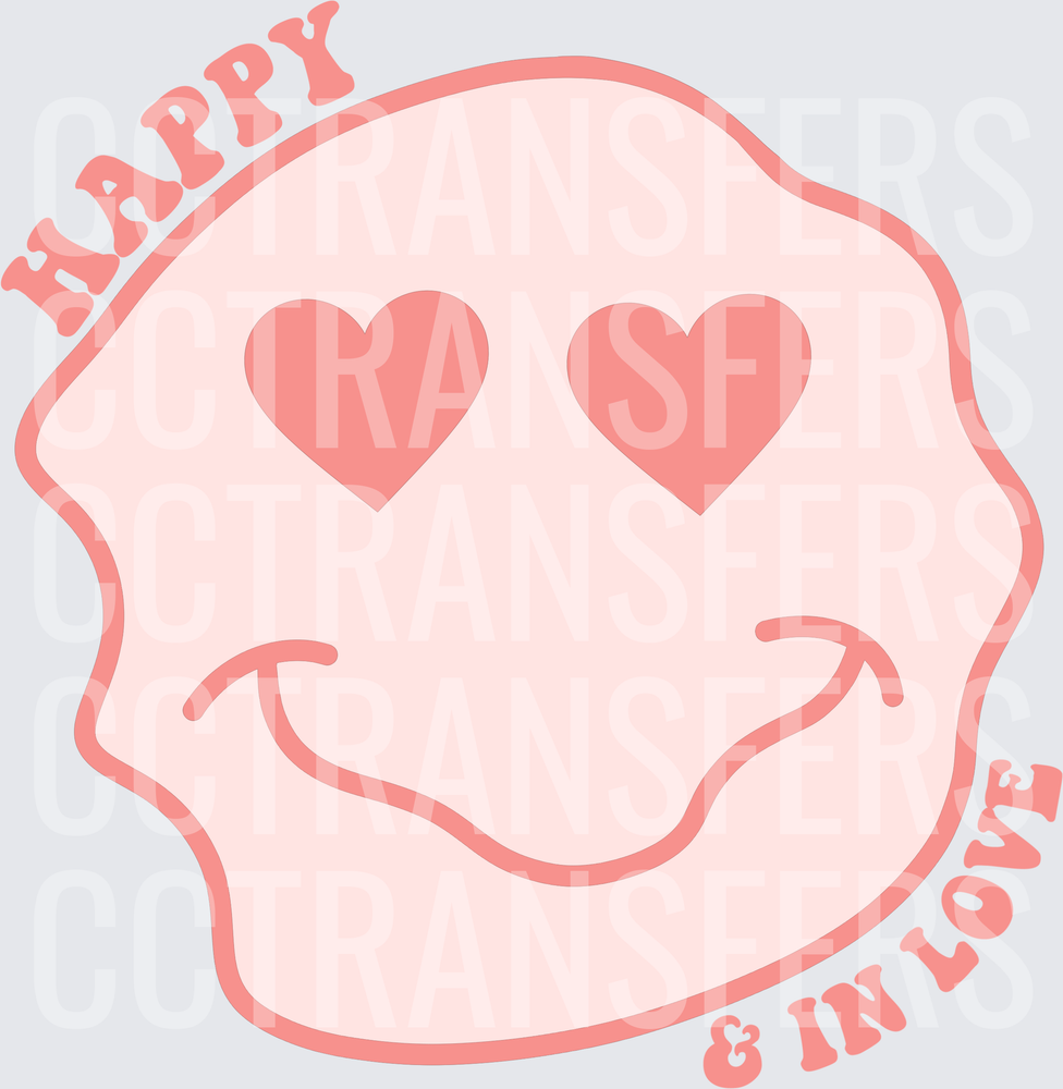 Happy & In Love Wavy Smiley Face Heart Eyes (DTF)