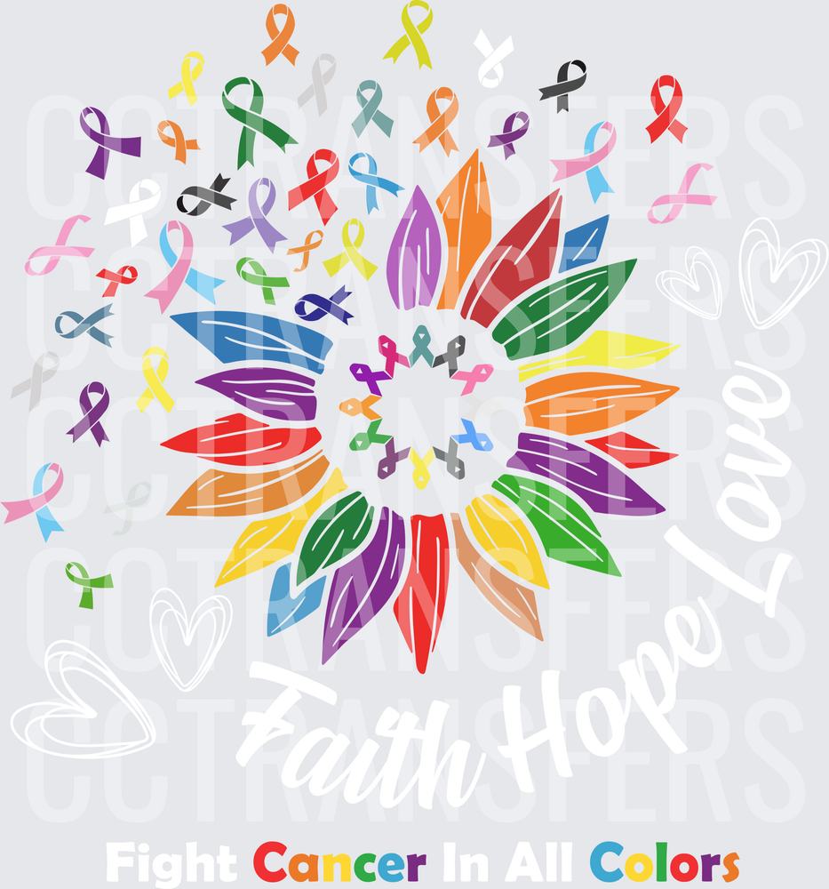 Cancer Colors Awareness Ribbon Sunflower (DTF)