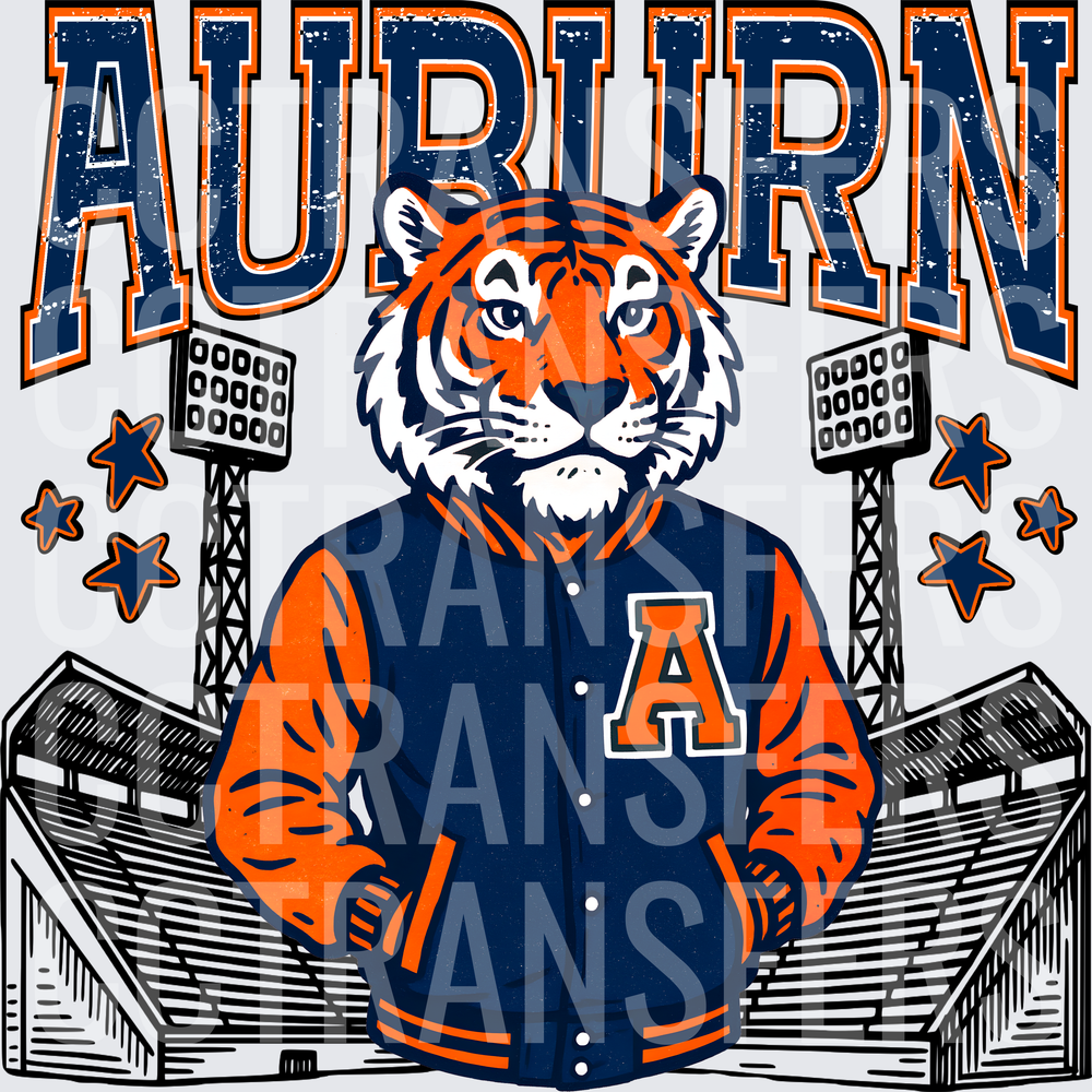 Auburn Mascot Varsity Jacket Stadium Stars (DTF)