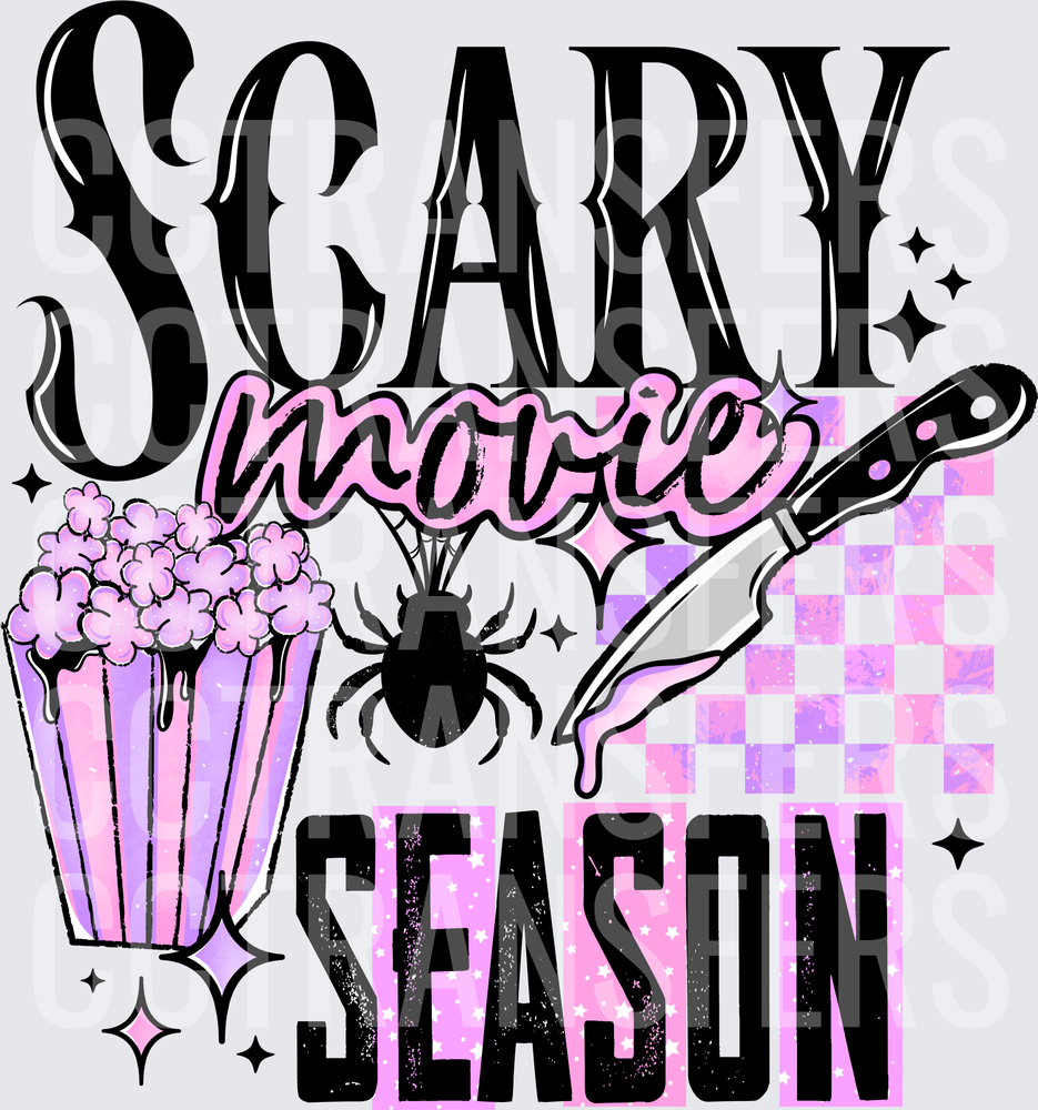 Scary Movie Season Halloween Popcorn Spider Knife (DTF)
