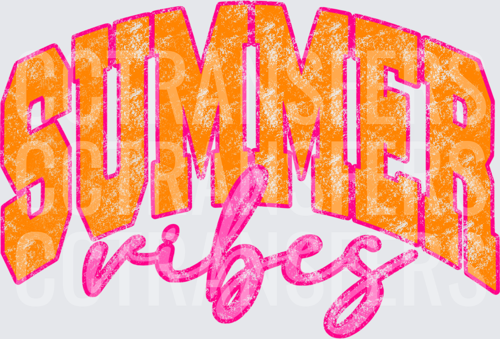 Summer Vibes Bold Retro Grunge Orange Pink Text (DTF)